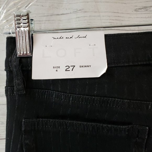 Ann Taylor LOFT Womens Skinny Jeans Sz 4 Black Stripes Mid Rise - Picture 6 of 7